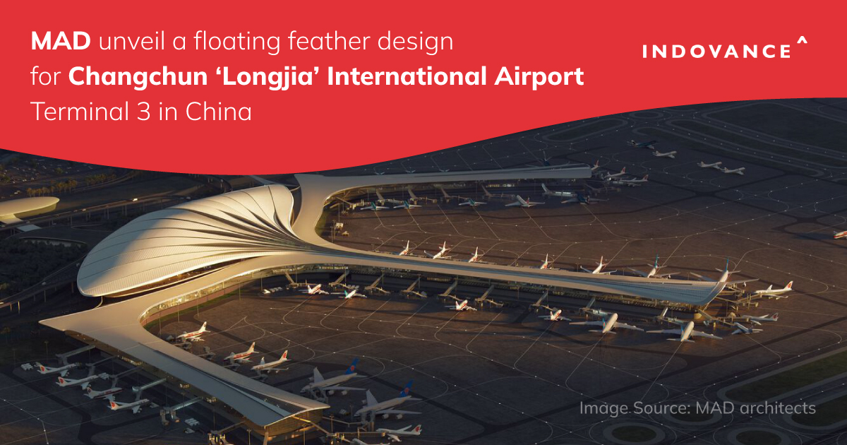 MAD Unveil a Floating Feather Design for Changchun ‘Longjia’ International  Airport  Terminal 3 in  China